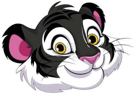 Téléchargez les illustrations : Illustration vectorielle d'une tête de tigre souriante - en licence libre de droit