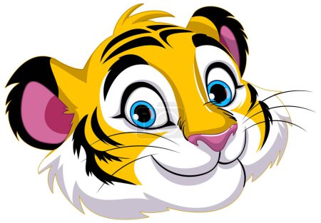 Téléchargez les illustrations : Lumineux et ludique personnage de dessin animé tigre ourson - en licence libre de droit
