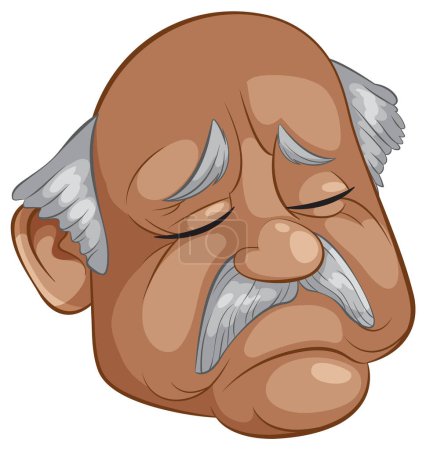 Karikatur eines traurigen, älteren Mannes mit Engelsflügeln
