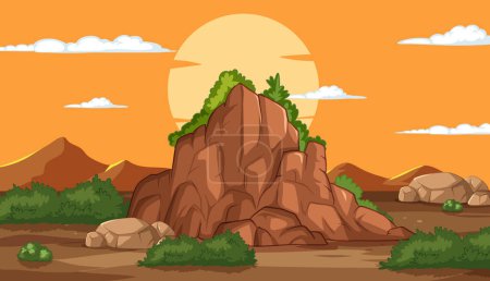 Ilustración de Ilustración vectorial de una montaña al atardecer - Imagen libre de derechos