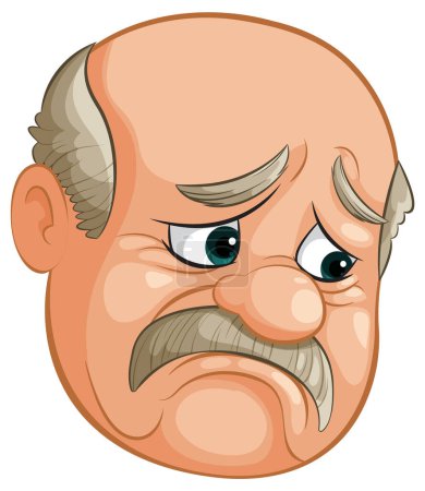 Karikatur eines besorgten, älteren, glatzköpfigen Mannes