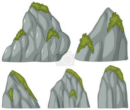 Illustration for Collection of stylized mountain vector graphics - Royalty Free Image