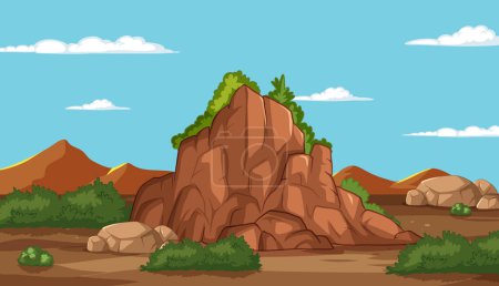 Vector illustration of a tranquil desert landscape