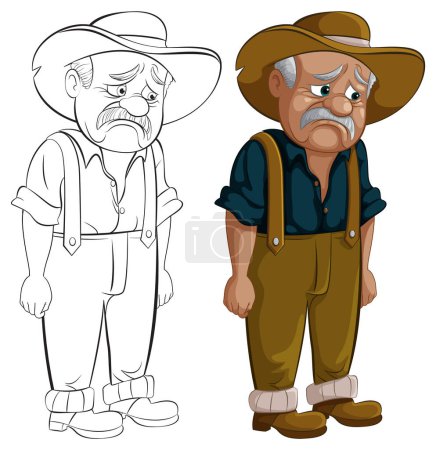 Illustration for Vector illustration of a dejected cartoon cowboy - Royalty Free Image