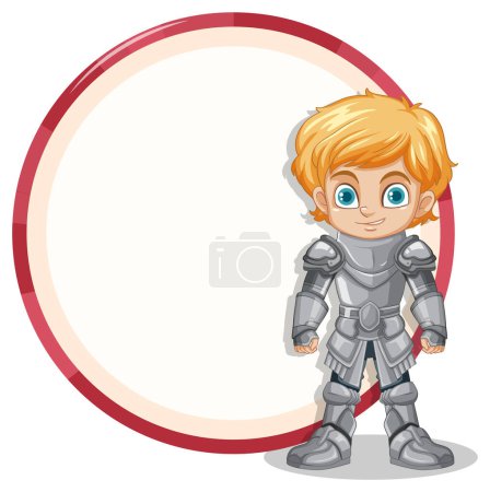 Illustration for Cartoon of a cheerful knight in shining armor - Royalty Free Image