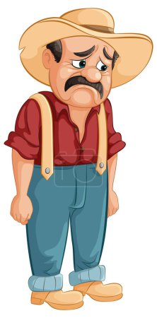 Illustration for Cartoon of a dejected cowboy looking down - Royalty Free Image