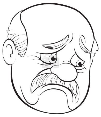Black and white illustration of a concerned man.