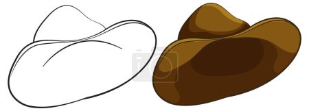 Illustration for Vector graphic of cowboy hats, one colored, one outlined - Royalty Free Image