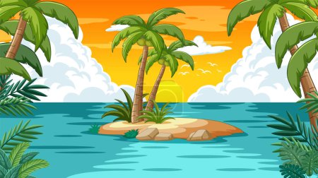 Téléchargez les photos : Illustration vectorielle d'une île tropicale sereine - en image libre de droit
