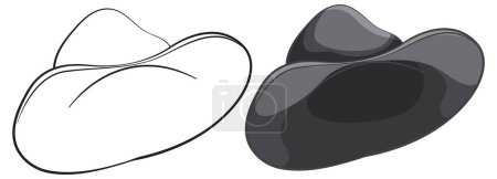 Illustration for Two vector cowboy hats, one shaded and one outlined. - Royalty Free Image
