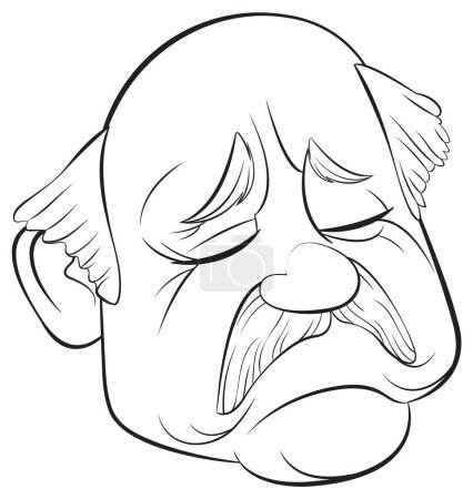 Illustration for Black and white illustration of a sad face - Royalty Free Image