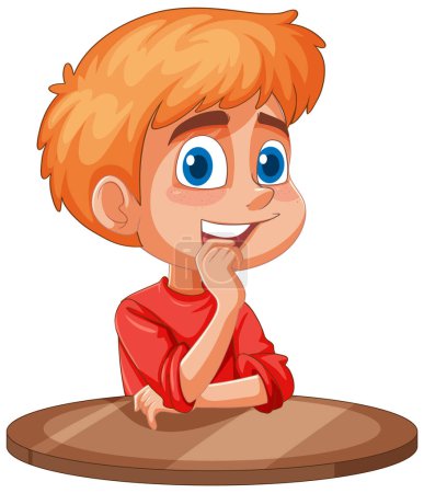 Illustration for Illustration of a thoughtful boy with a curious expression - Royalty Free Image