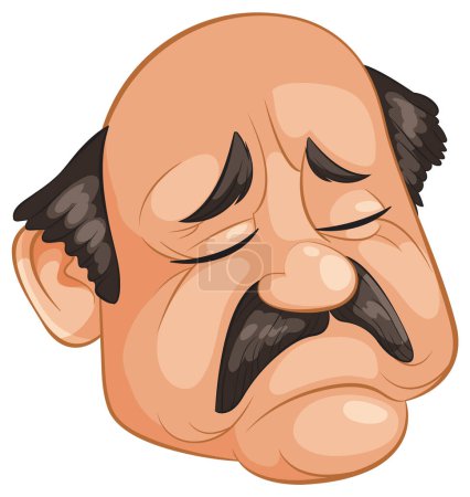 Dibujos animados ilustración de un hombre con una expresión triste