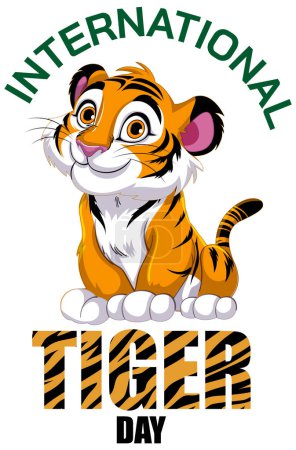 Ilustración de Lindo cachorro tigre promover la conciencia de conservación de la vida silvestre - Imagen libre de derechos