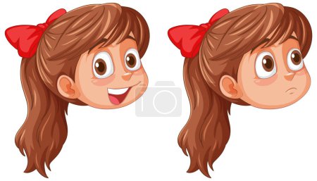 Vector illustration of girl with contrasting emotions