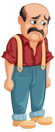 Cartoon of a sad, older man standing with slumped shoulders