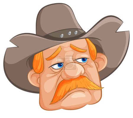 Illustration for Cartoon of a sad cowboy with a large hat - Royalty Free Image