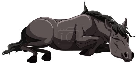 Ilustración de Un caballo tranquilo acostado en el arte vectorial - Imagen libre de derechos