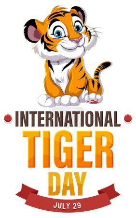 Ilustración de Linda caricatura de tigre promoviendo evento de conservación de vida silvestre - Imagen libre de derechos