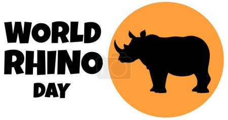 Illustration for Silhouette of a rhino against an orange backdrop - Royalty Free Image