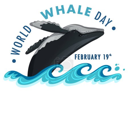 Un gráfico vectorial de una ballena para celebrar el Día Mundial de la Ballena.