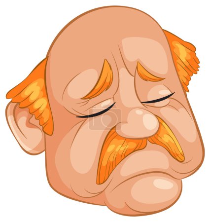 Illustration for Vector illustration of a sad, elderly cartoon face. - Royalty Free Image