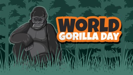 Ilustración de Gráfico vectorial de un gorila para el Día Mundial del Gorila - Imagen libre de derechos