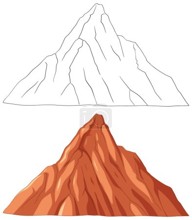 Ilustración de Ilustración vectorial de dos montañas estilizadas. - Imagen libre de derechos