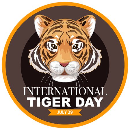 Ilustración de Insignia vectorial que celebra el Día Internacional del Tigre, 29 de julio - Imagen libre de derechos