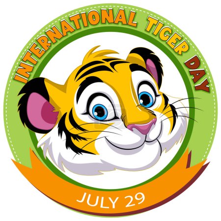 Ilustración de Colorida ilustración para el evento del Día Internacional del Tigre - Imagen libre de derechos
