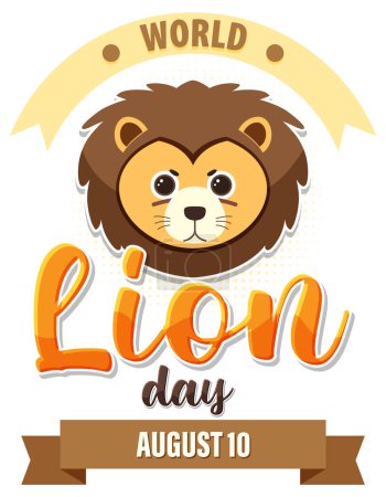 Illustration for Cute lion graphic for World Lion Day event - Royalty Free Image
