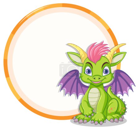 Ilustración de Colorido, lindo dragón con una sonrisa amistosa - Imagen libre de derechos