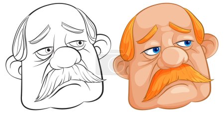 Téléchargez les illustrations : Deux visages de bande dessinée montrant des émotions différentes - en licence libre de droit