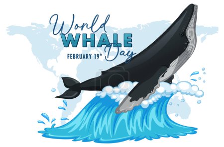 Vector graphic of a whale leaping above ocean waves