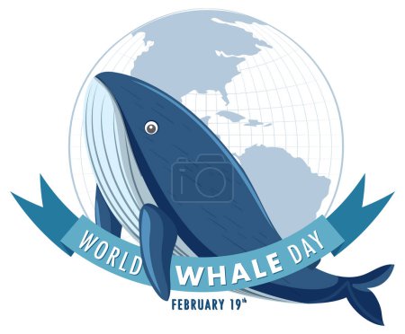 Whale in front of globe with event banner