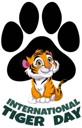 Téléchargez les illustrations : Cube tigre mignon favorisant la conservation de la faune - en licence libre de droit