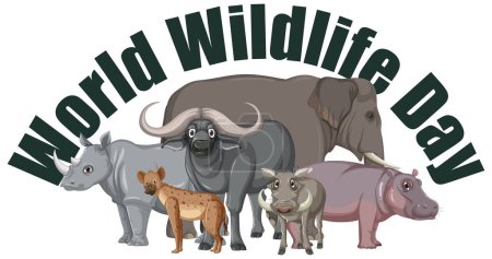 Ilustración de Ilustración de animales que conmemoran el Día Mundial de la Vida Silvestre - Imagen libre de derechos