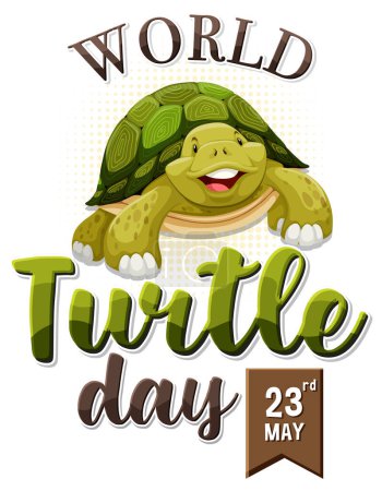Téléchargez les illustrations : Tortue joyeuse célébrant la Journée mondiale de la tortue - en licence libre de droit