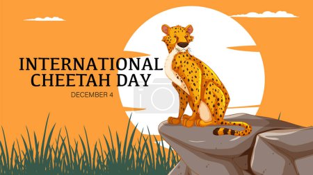 Ilustración de Ilustración vectorial de un guepardo en el Día Internacional del Guepardo. - Imagen libre de derechos