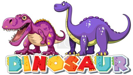 Ilustración de Dos dinosaurios amistosos en un gráfico vectorial lúdico - Imagen libre de derechos