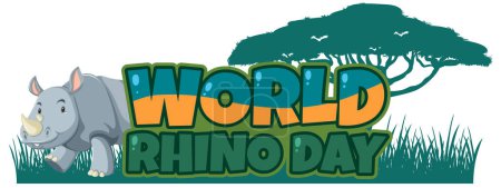 Ilustración de Colorido gráfico vectorial para el evento del Día Mundial del Rhino - Imagen libre de derechos