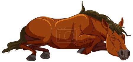 Image vectorielle d'un cheval marron allongé