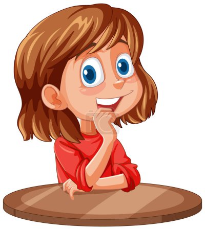 Illustration for Vector illustration of a happy, thoughtful girl - Royalty Free Image