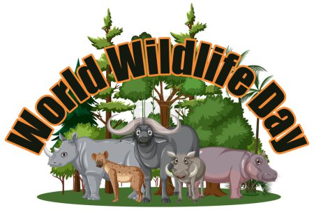 Illustration of animals commemorating World Wildlife Day
