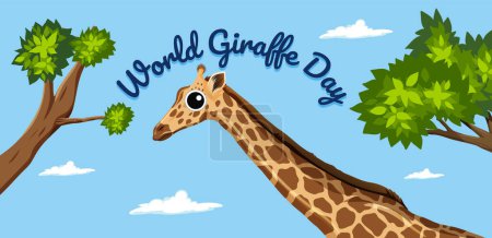 Ilustración de Gráfico vectorial de una jirafa en el Día Mundial de la Jirafa - Imagen libre de derechos