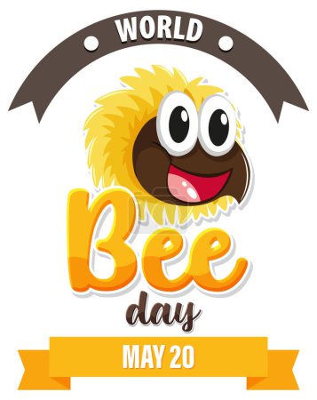 Téléchargez les illustrations : Abeille de bande dessinée célébrant l'événement Journée mondiale de l'abeille - en licence libre de droit