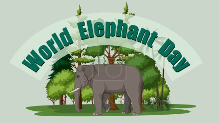 Téléchargez les illustrations : Graphique vectoriel d'un éléphant pour la Journée mondiale de l'éléphant - en licence libre de droit