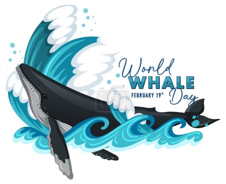 Téléchargez les illustrations : Graphique vectoriel d'une baleine aux ondes stylisées - en licence libre de droit