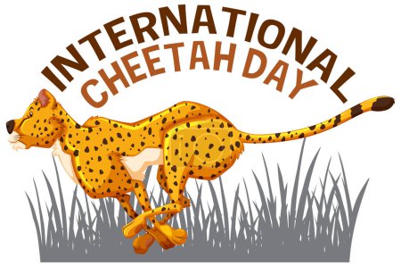Illustration of a cheetah running through grass