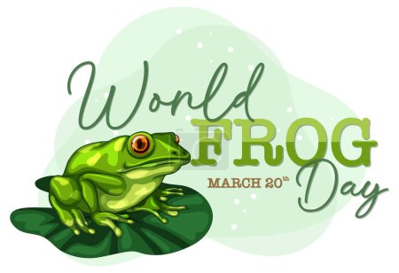 Téléchargez les illustrations : Grenouille verte sur la feuille pour la Journée mondiale de la grenouille - en licence libre de droit